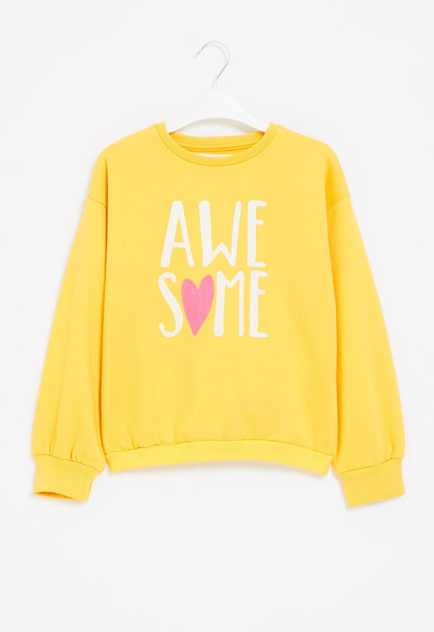 MINOTI - Girls basic awesome fleece crew - yellow