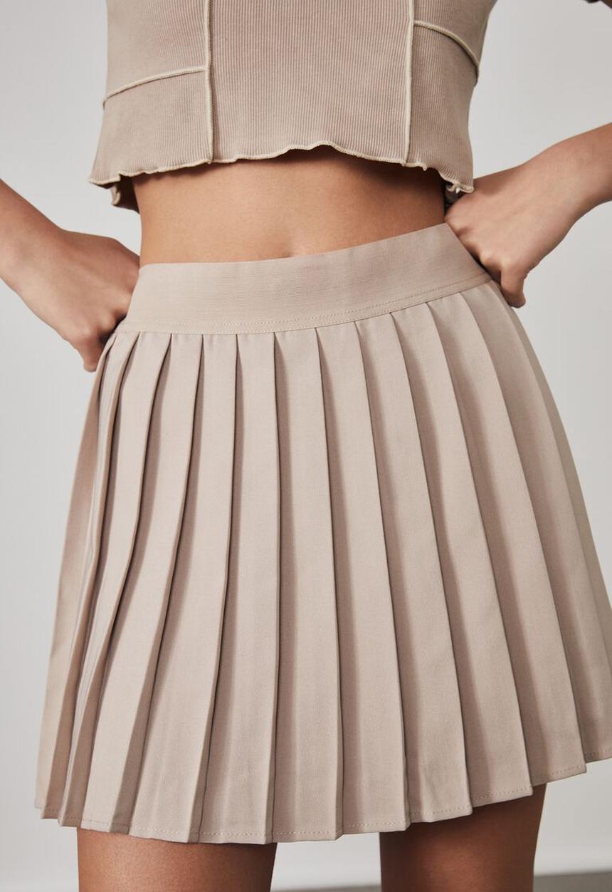 Factorie - Mini pleat skirt - brown mushroom