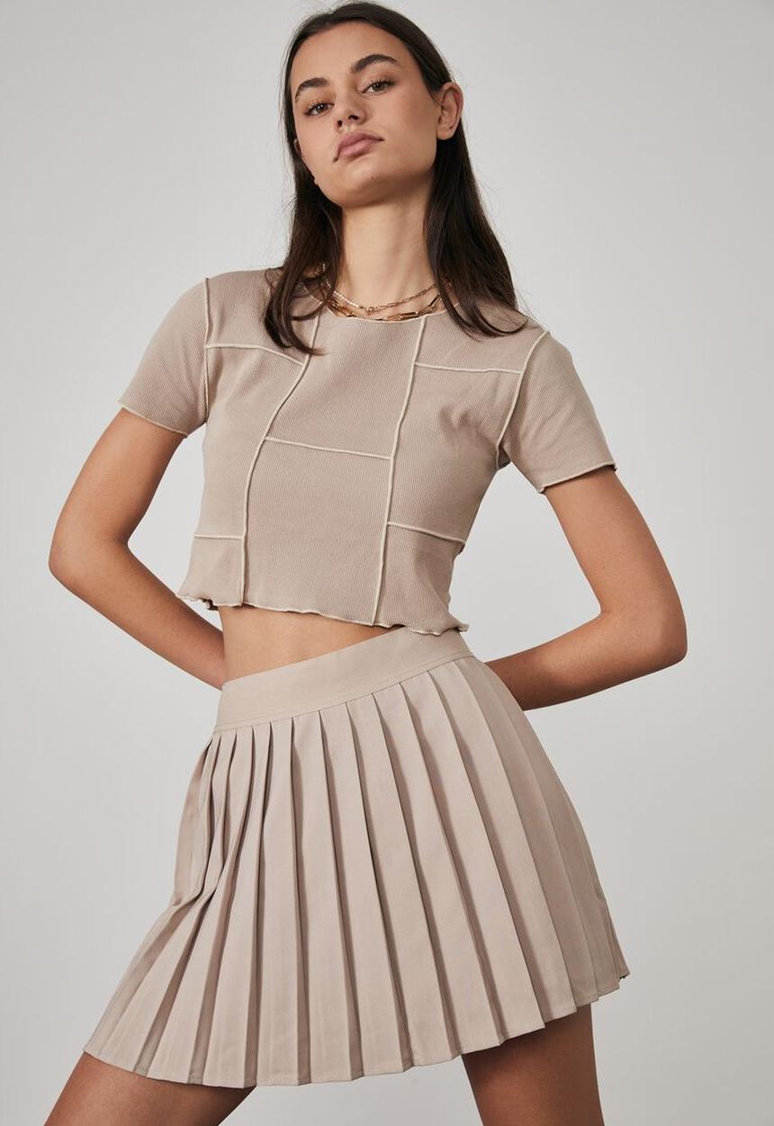 Factorie - Mini pleat skirt - brown mushroom