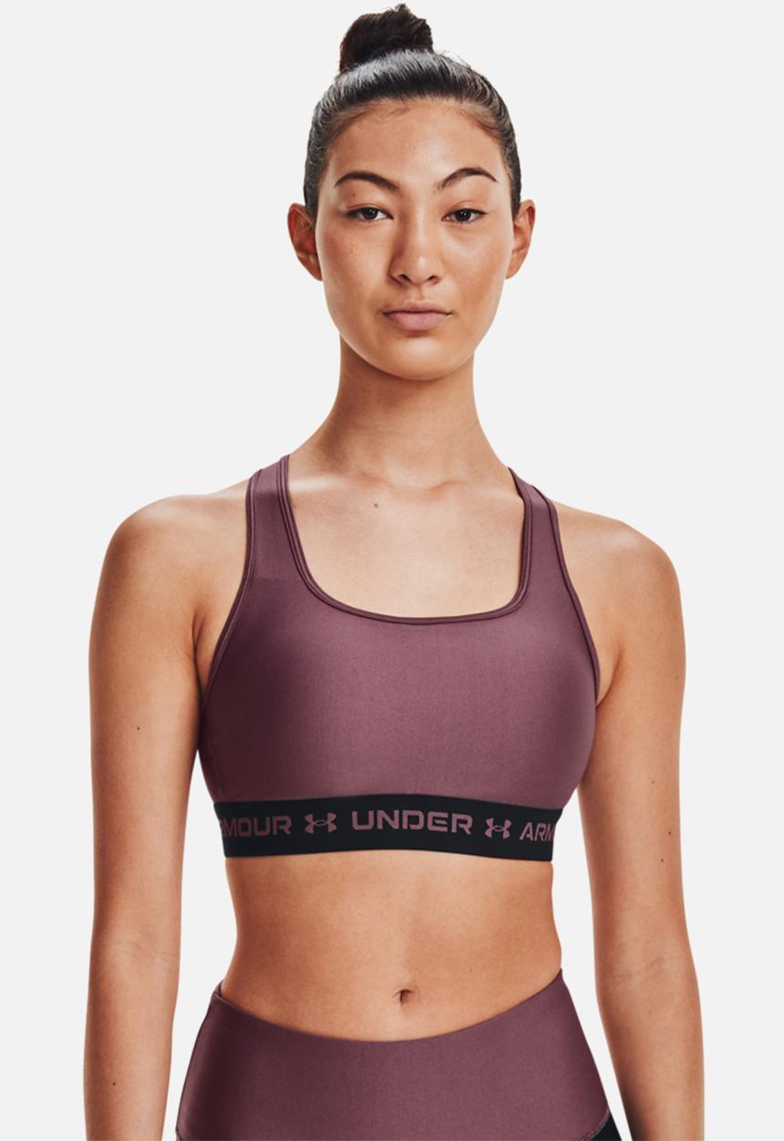 Under Armour - Crossback mid bra - ash plum / black