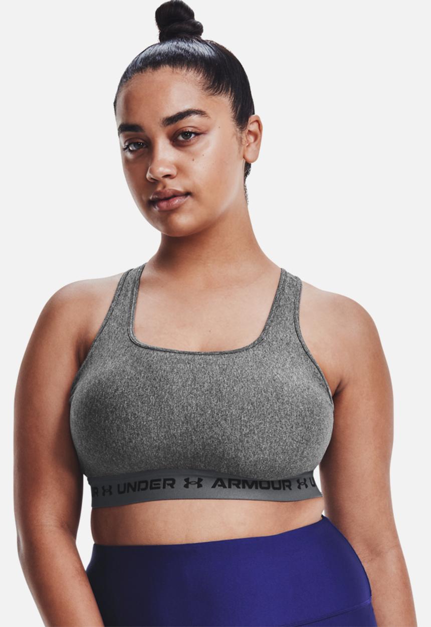 Under Armour - Crossback mid heather bra - charcoal light heather / pitch gray / black