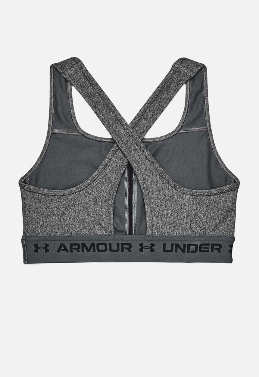 Under Armour - Crossback mid heather bra - charcoal light heather / pitch gray / black
