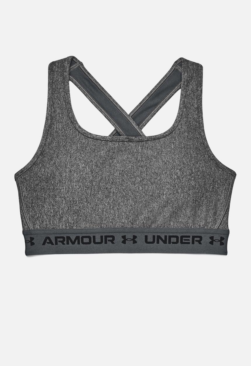 Under Armour - Crossback mid heather bra - charcoal light heather / pitch gray / black