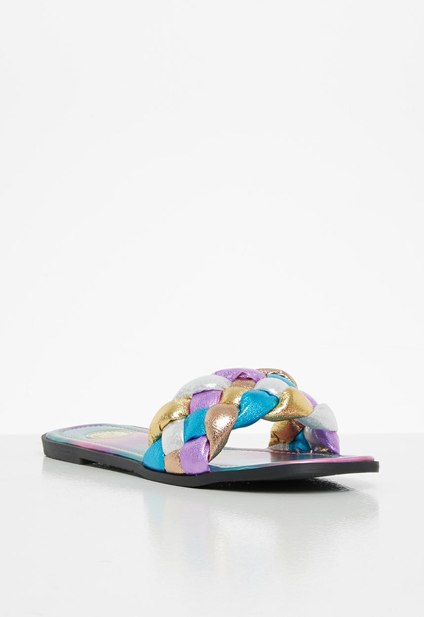 Footwork - Brisk chunky plaited slide - pink 