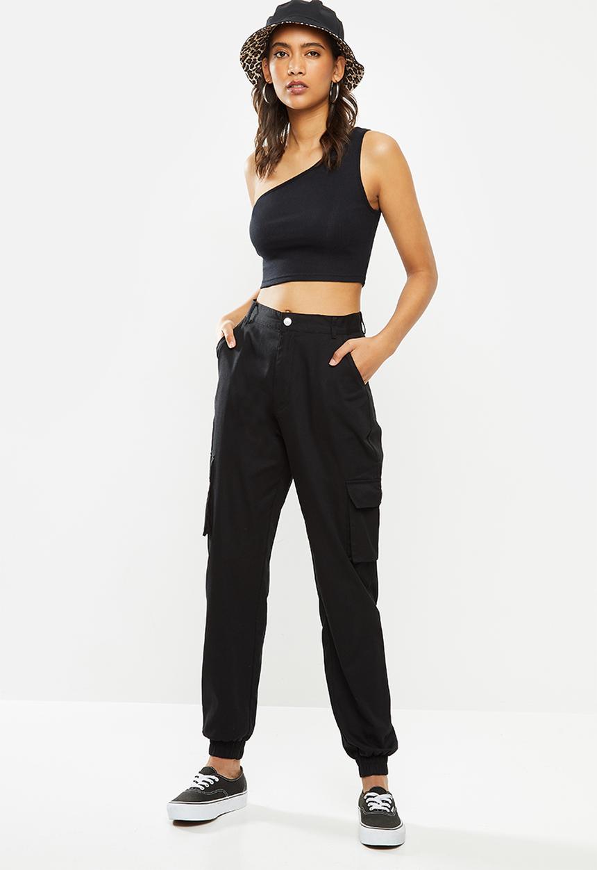 Blake - 2 pack asymmetric crop tee - black & white