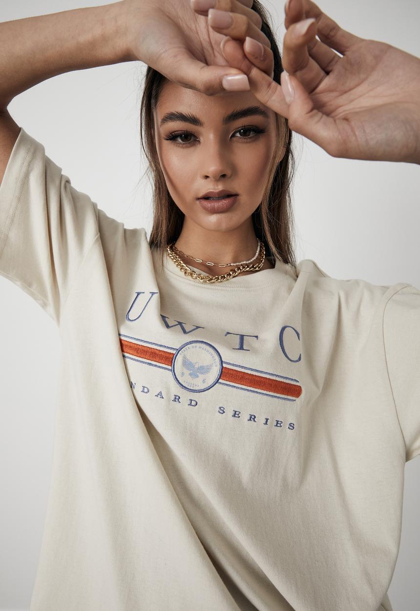Factorie - Oversized graphic tee - ivory
