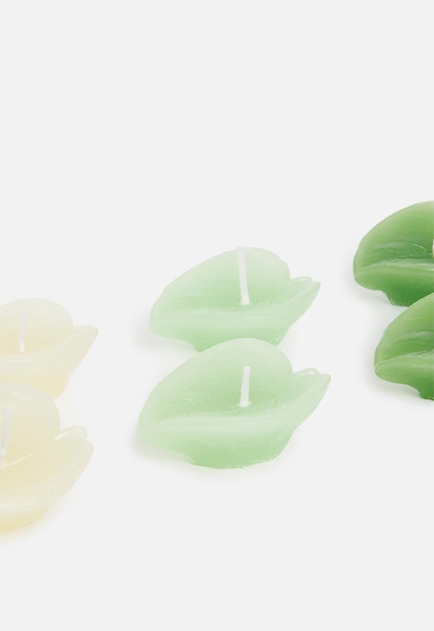 H&S - Set of 6 leaf shaped candles - green