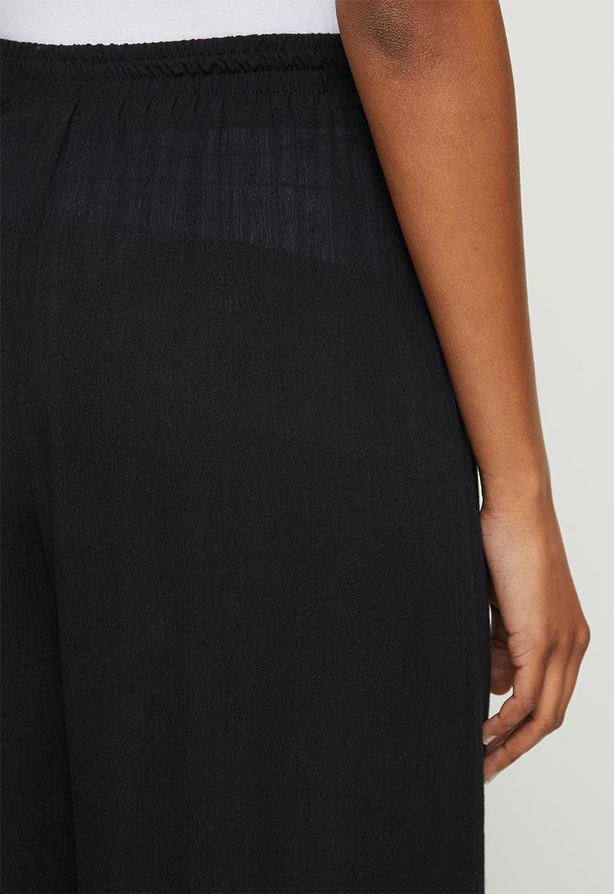 edit - Crinkle slit detail wide leg - black