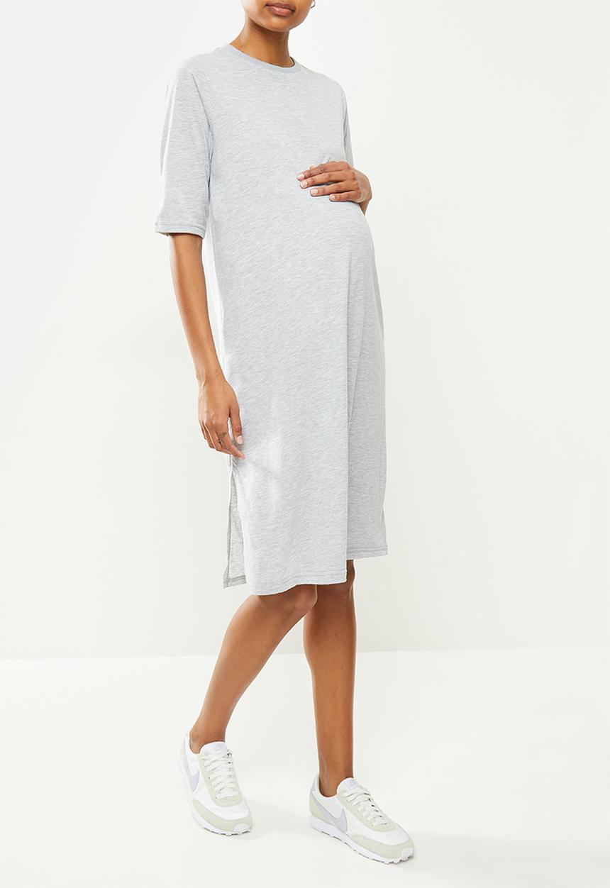 Superbalist -  Maternity short sleeve oversized T-shirt dress - grey melange