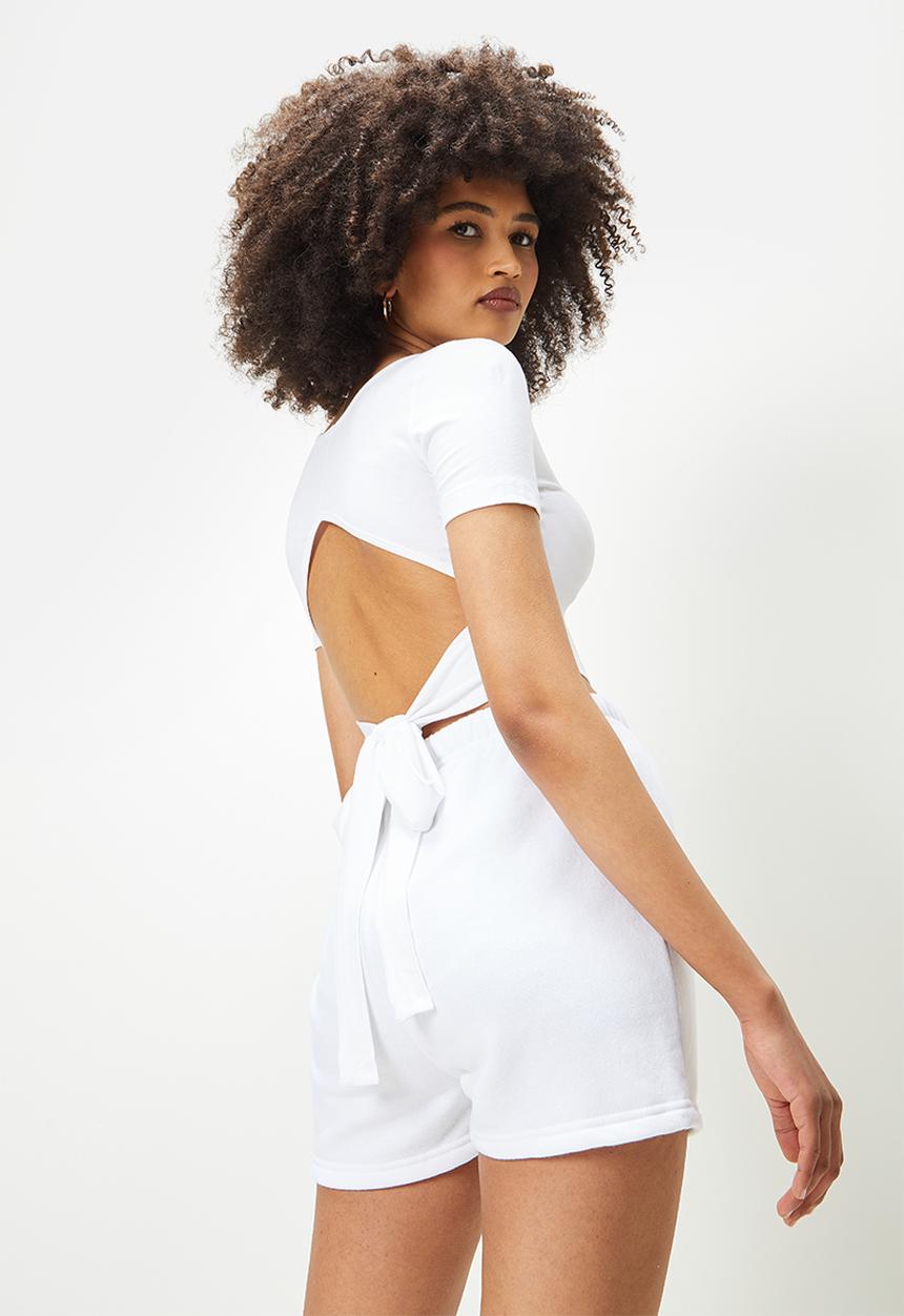 Blake - Open back detail tee - white 