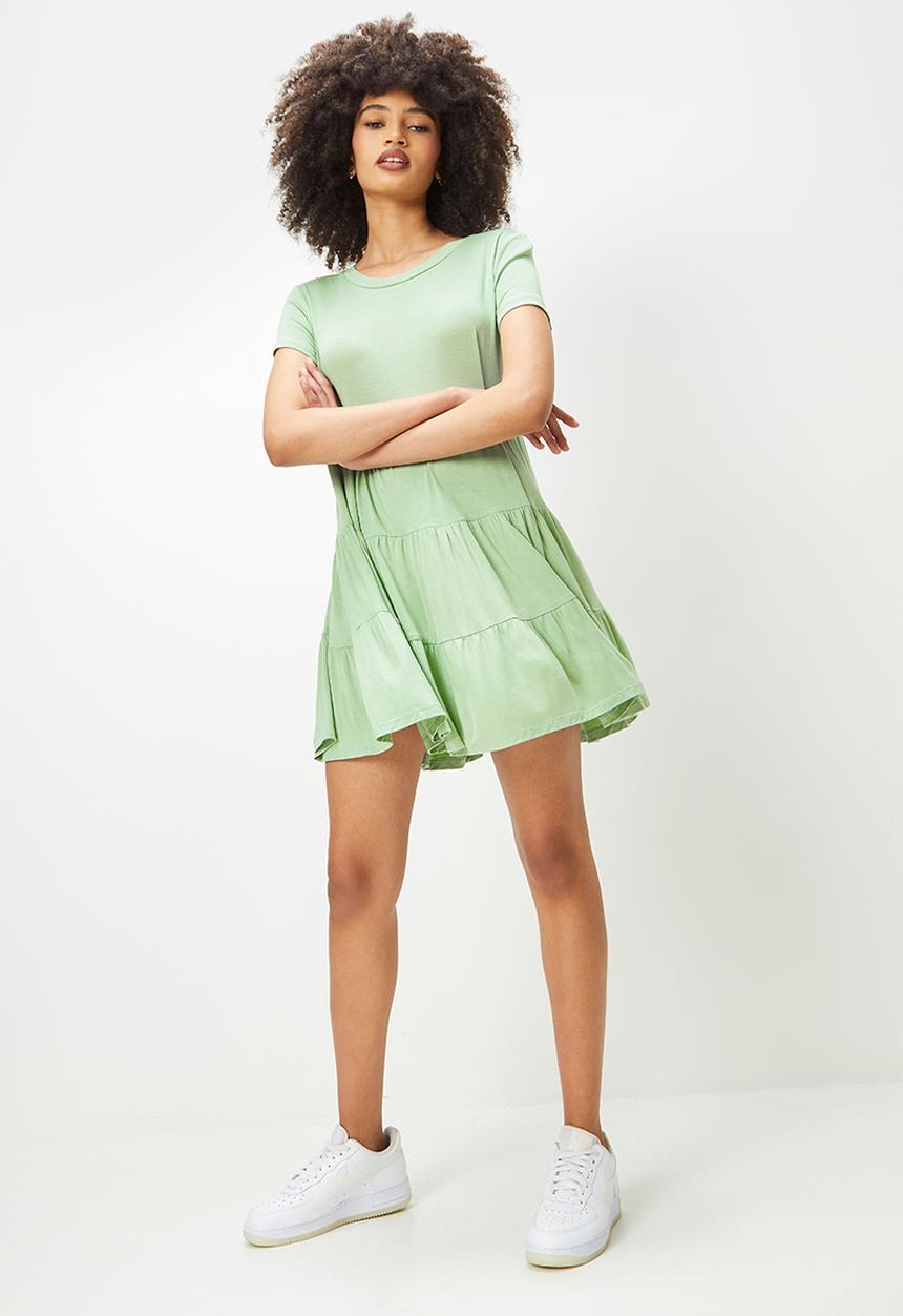 Blake - Tiered mini dress  - sage
