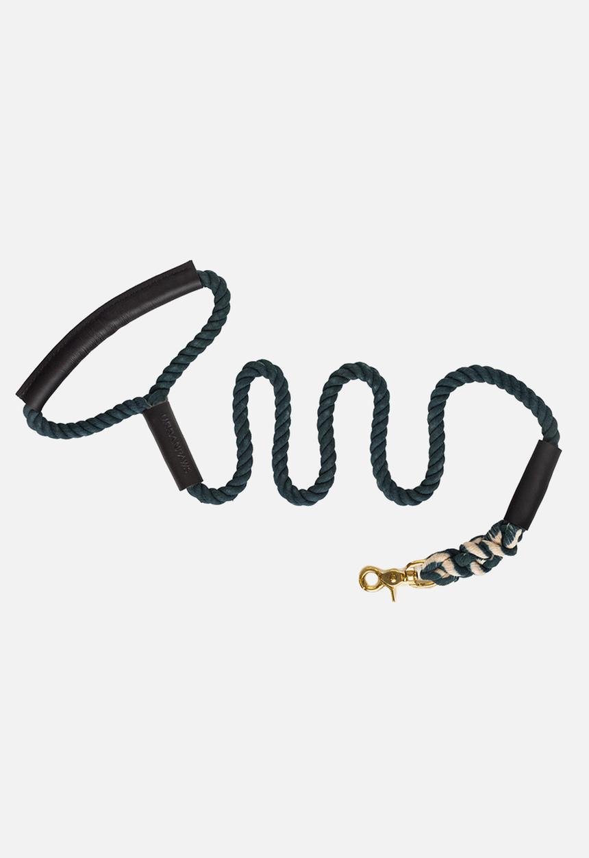 Urbanpaws - Rope and leather lead - teal
