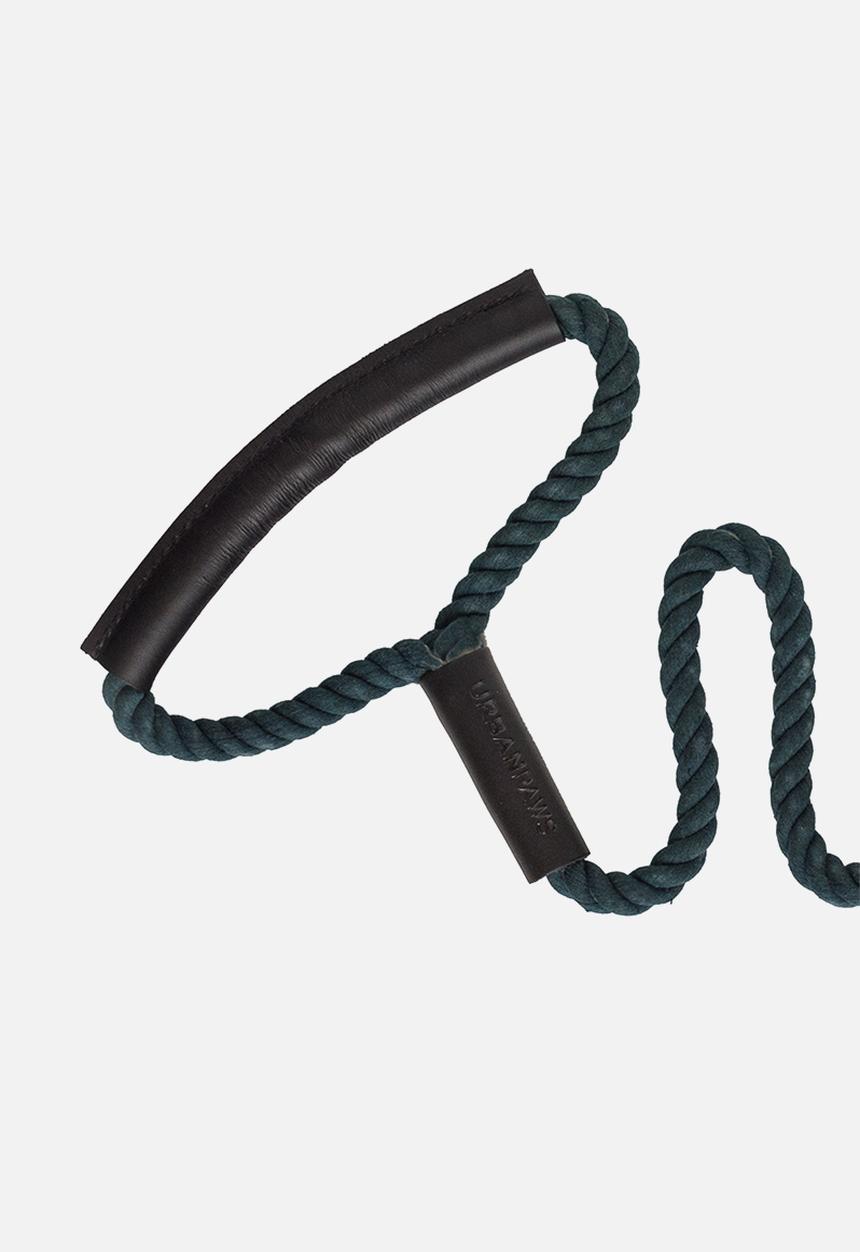 Urbanpaws - Rope and leather lead - teal