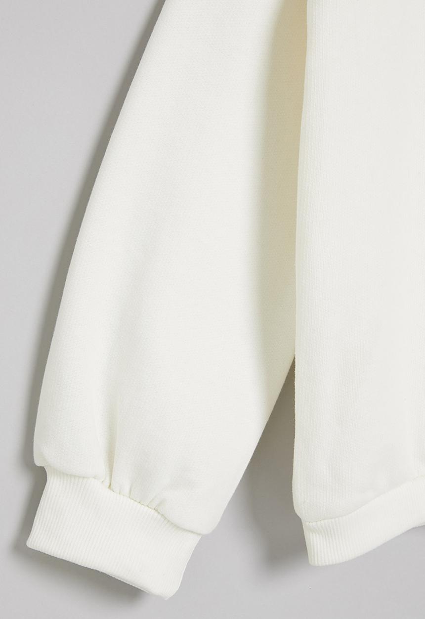 MINOTI - Girls basic wonderful fleece crew - cream