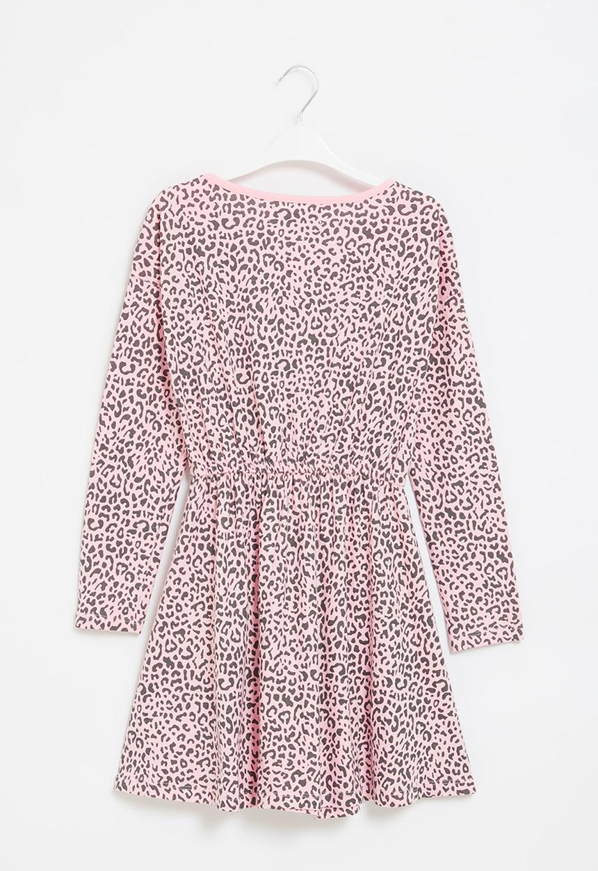 MINOTI - Girls basic aop jersey dress - light pink