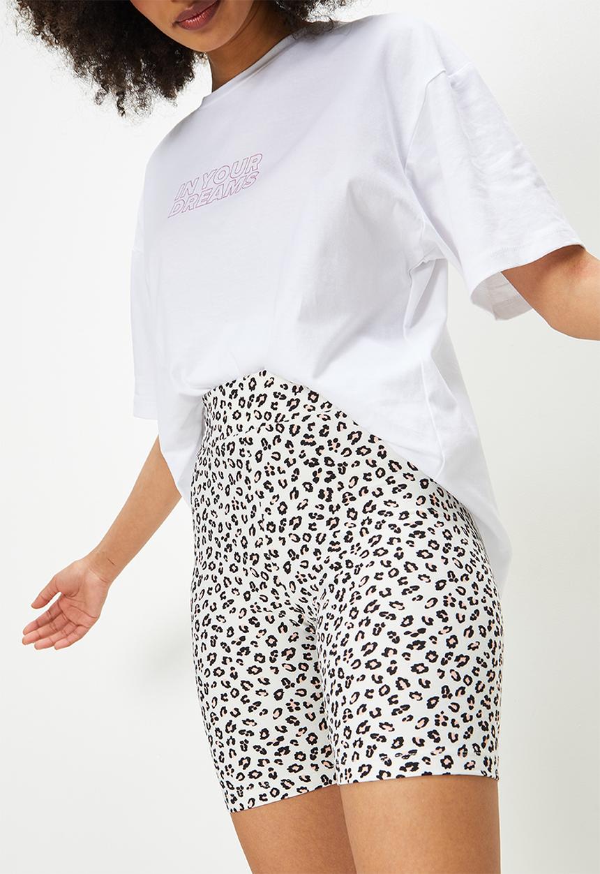 Blake - Printed longer length tee + cycling sleep short - multi 
