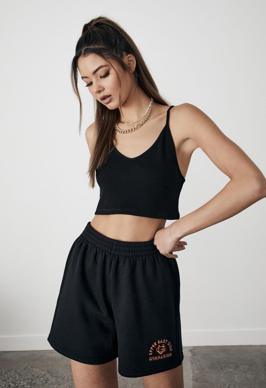 Factorie - Hype fleece graphic short - black