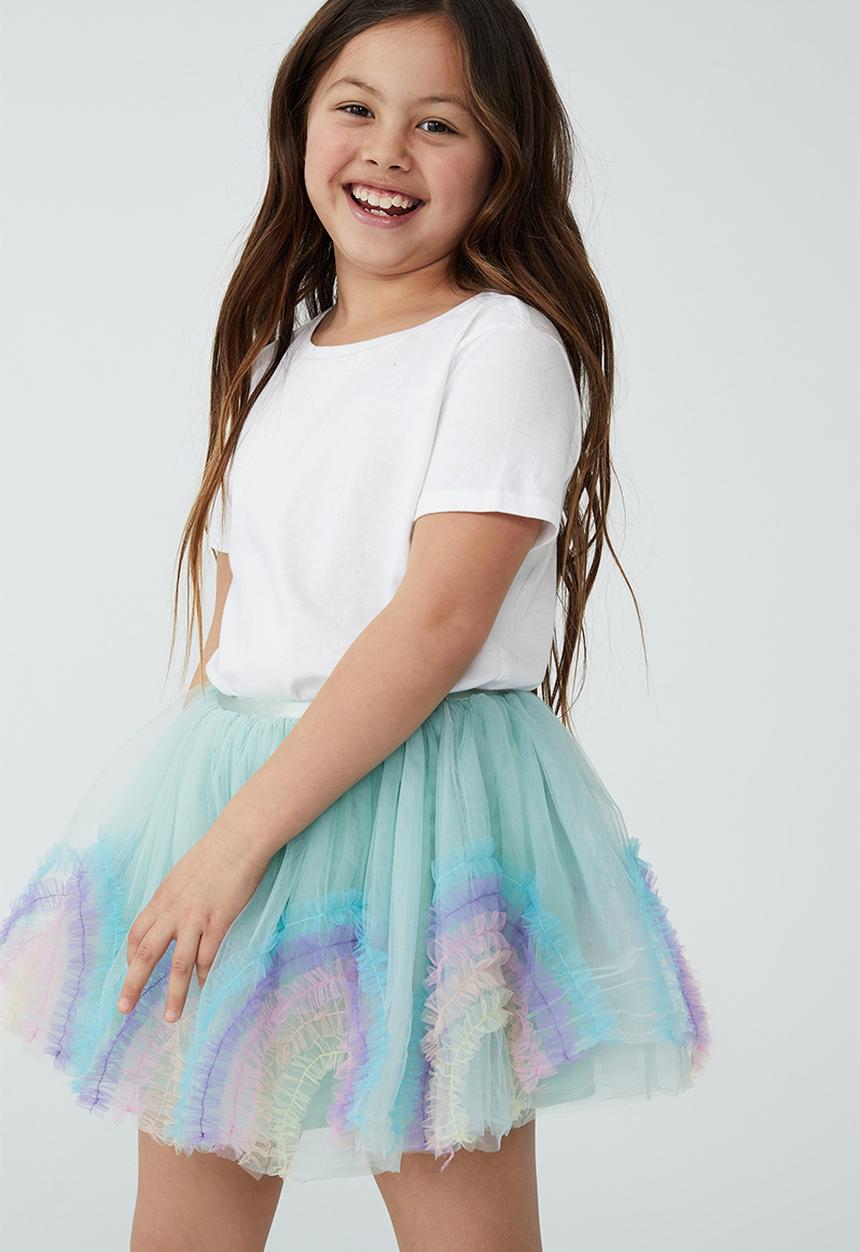 Cotton On - Trixiebelle dress up skirt - duck egg/rainbow ruffle