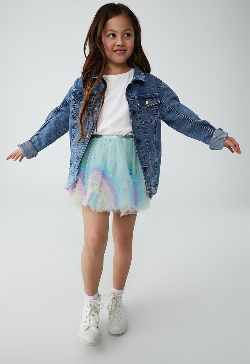 Cotton On - Trixiebelle dress up skirt - duck egg/rainbow ruffle