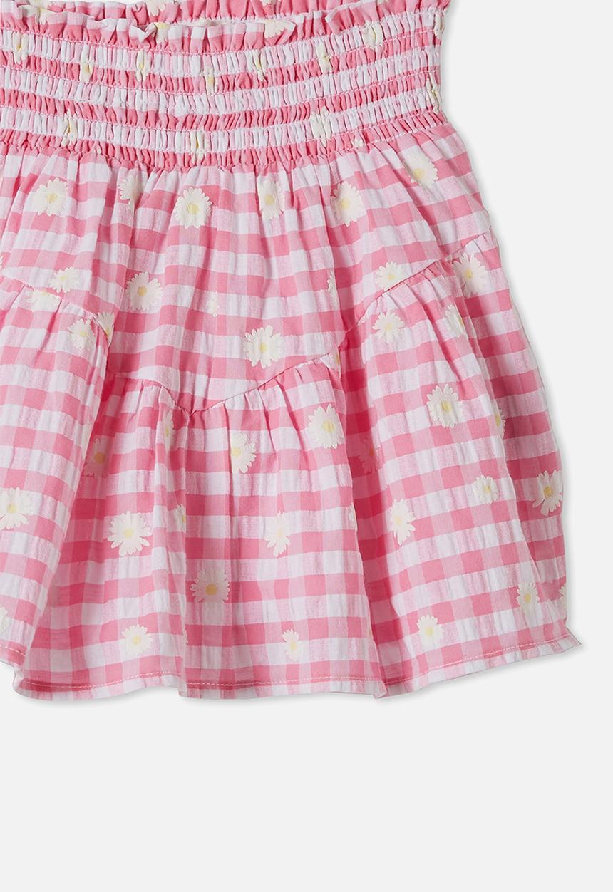 Cotton On - Marigold skirt - pink punch gingham/daisies