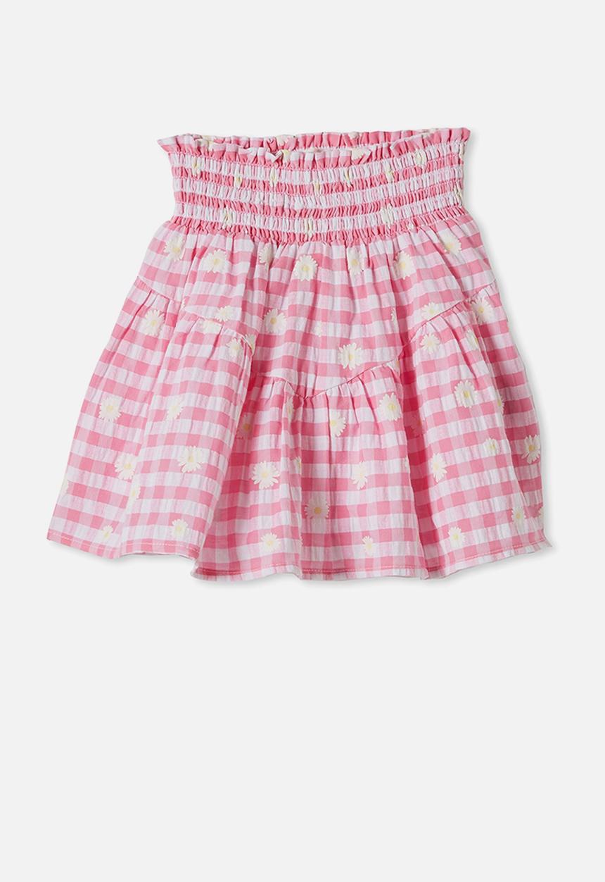 Cotton On - Marigold skirt - pink punch gingham/daisies