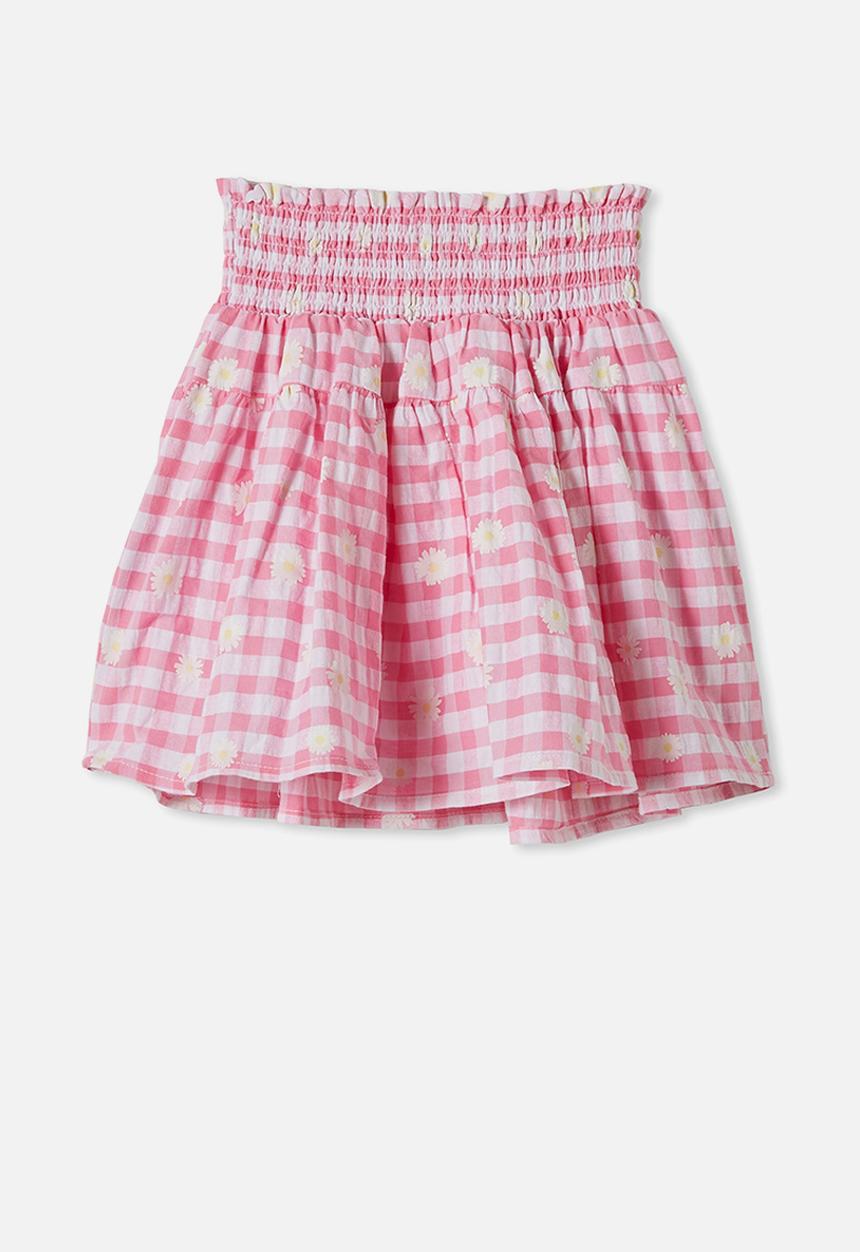 Cotton On - Marigold skirt - pink punch gingham/daisies