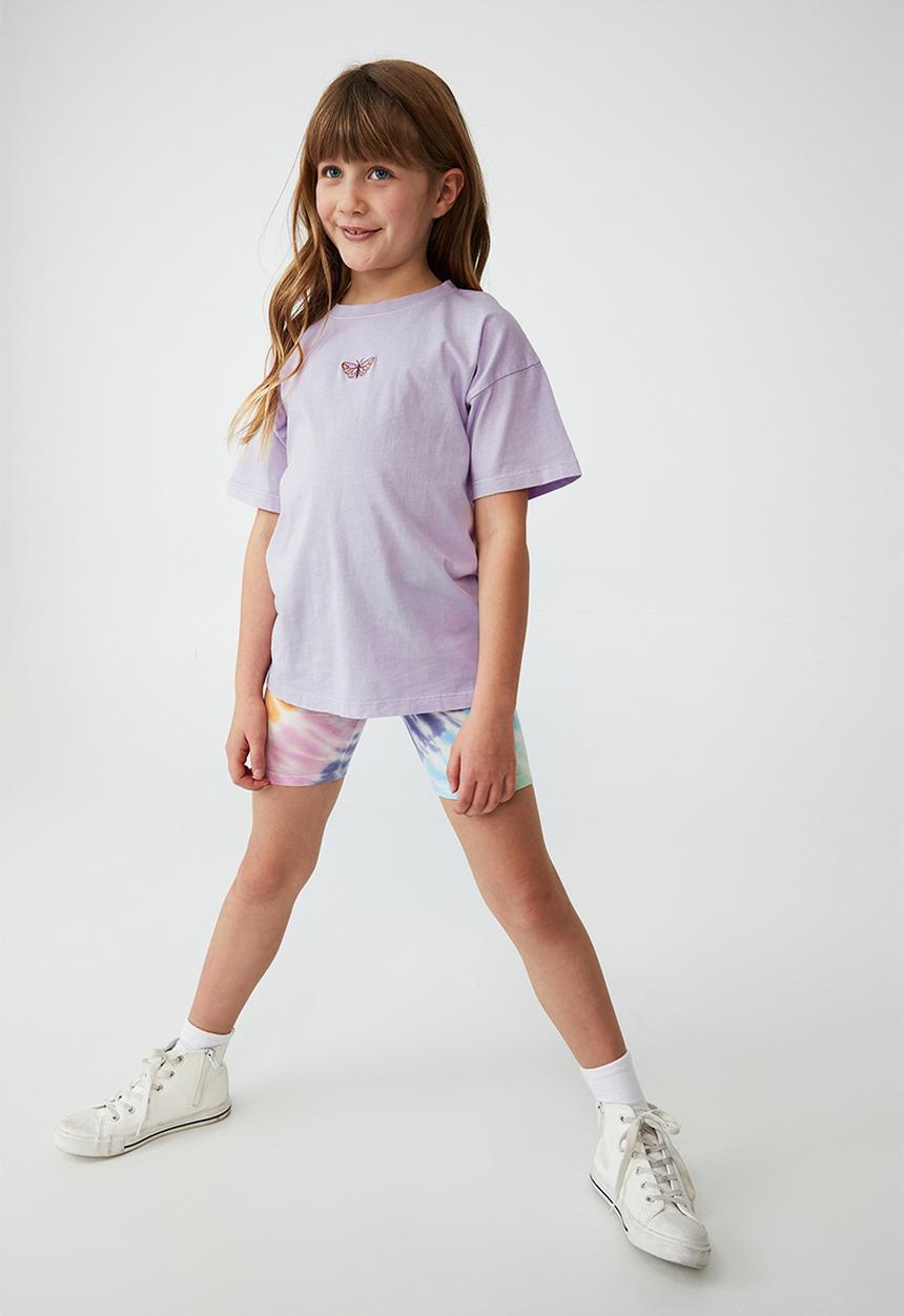 Cotton On - Scout embellished short sleeve tee - pale violet/butterfly embroidery