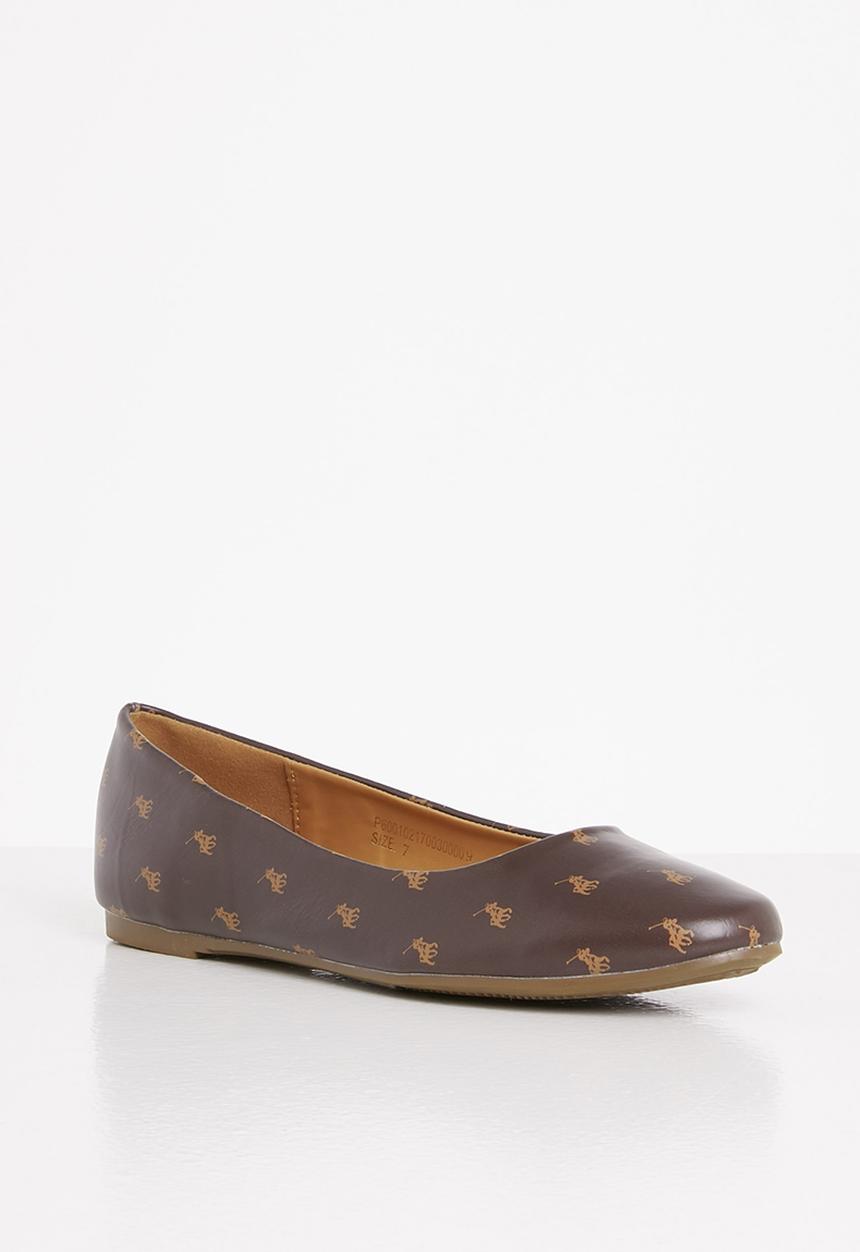POLO - Brenda monogram ballet pump - brown