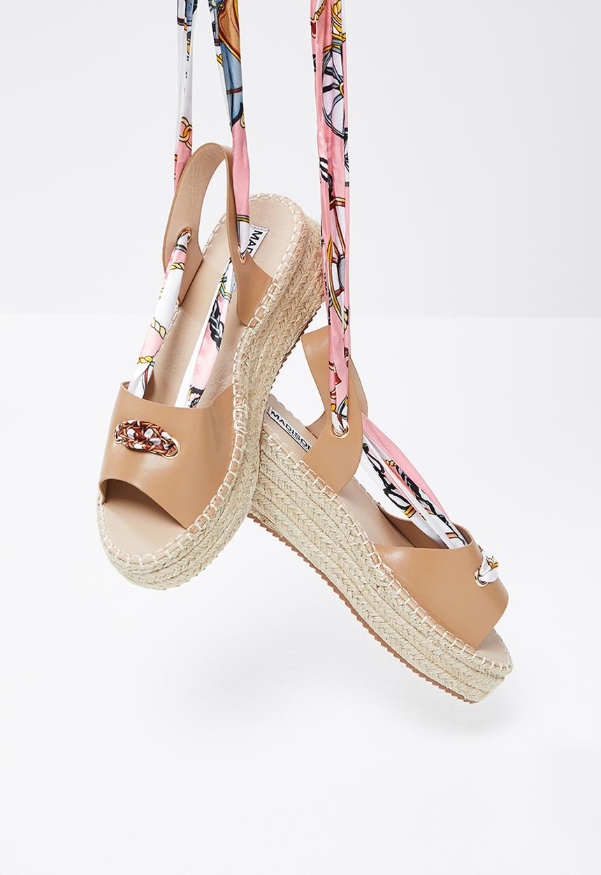Madison® - Debra ankle tie espadrille sandal - nude /pink multi