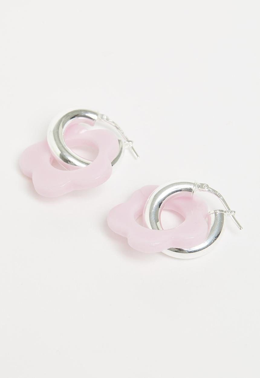 Pina Jewels - Sterling silver hoops daisy earrings - lilac