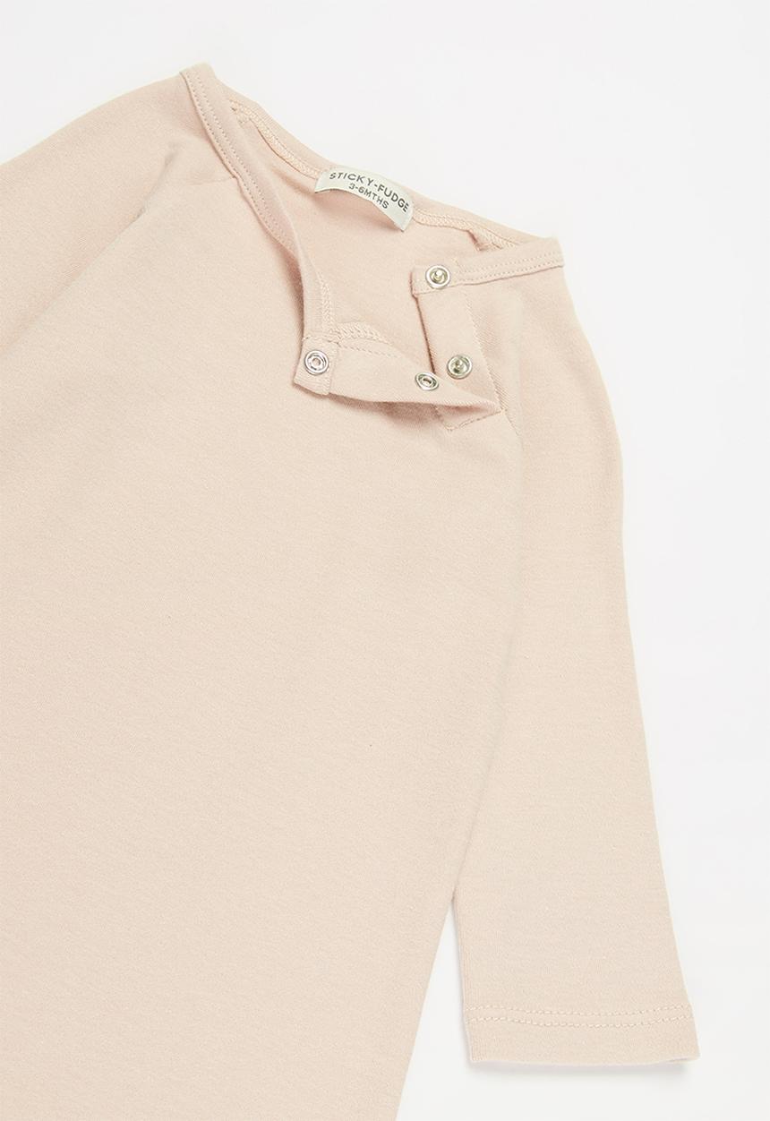 Sticky Fudge - Long sleeve babygrow - blush