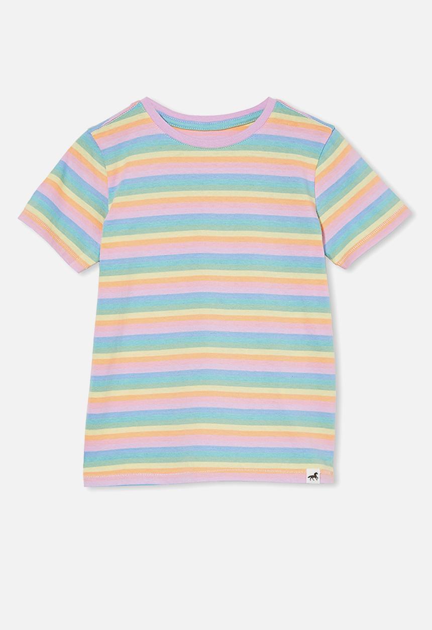 Cotton On - Core short sleeve tee - rainbow stripe