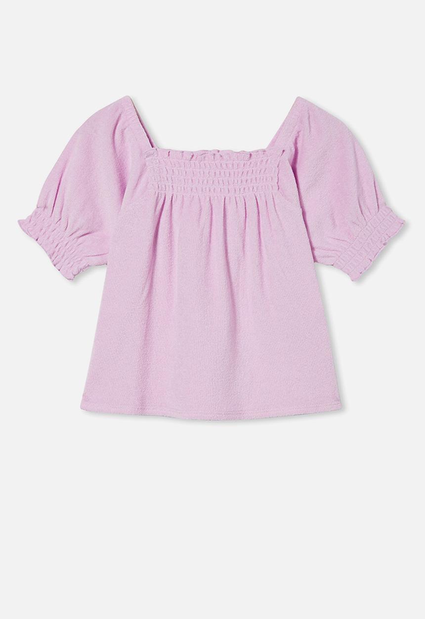 Cotton On - Eloise shirred short sleeve top - pale violet