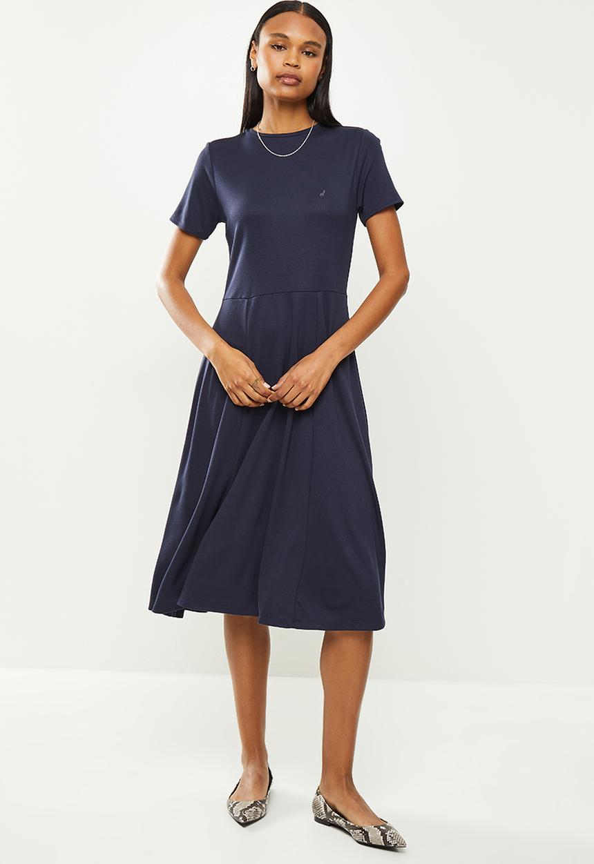 POLO - Dani short sleeve relaxed knit dress - navy