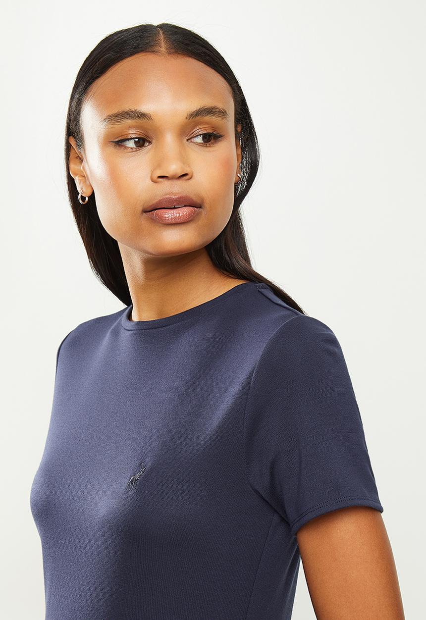 POLO - Dani short sleeve relaxed knit dress - navy