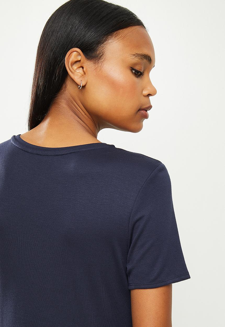 POLO - Dani short sleeve relaxed knit dress - navy