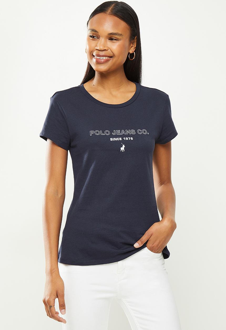 POLO - Basic short sleeve distressed print tee - navy