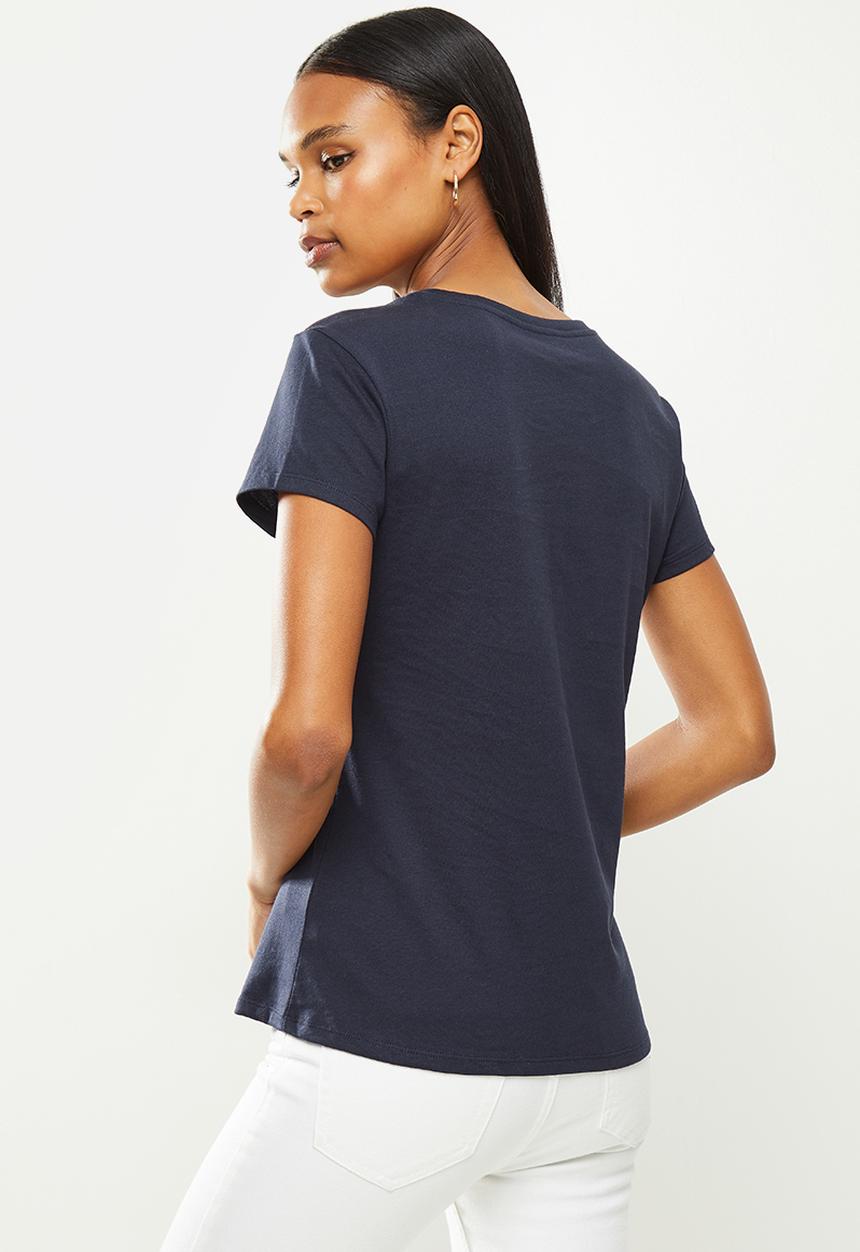 POLO - Basic short sleeve distressed print tee - navy
