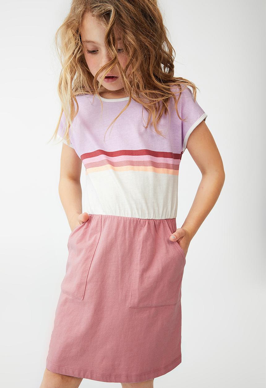 Cotton On - Sigrid short sleeve dress - musk rose/colour block
