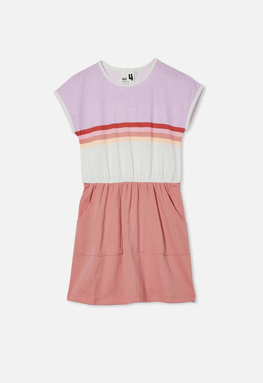 Cotton On - Sigrid short sleeve dress - musk rose/colour block
