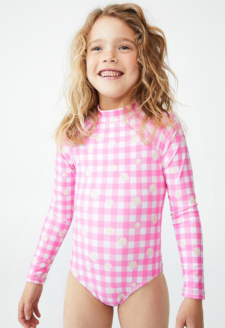 Cotton On - Lydia one piece - pink punch/gingham daisy