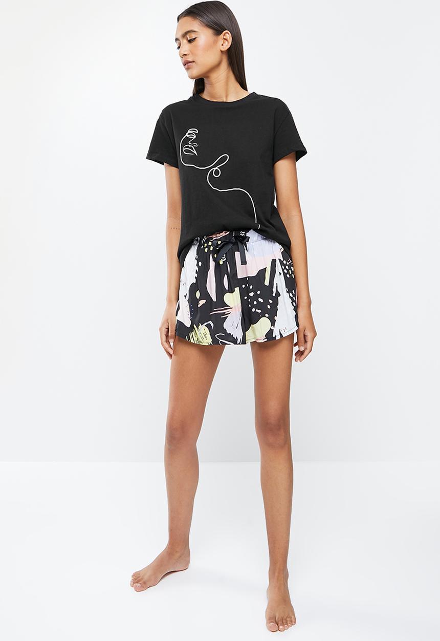 Superbalist - Shorts & tee set - black & white 