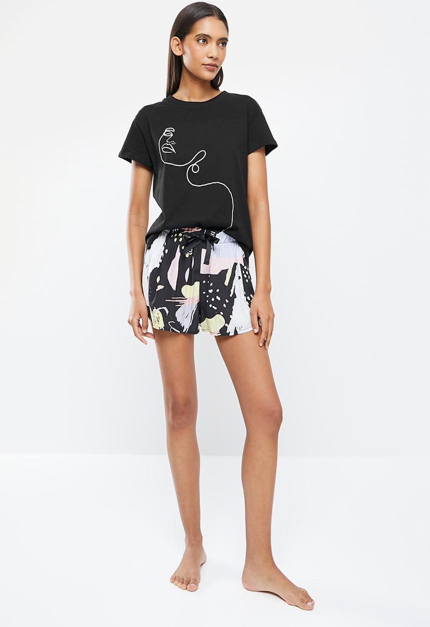 Superbalist - Shorts & tee set - black & white 