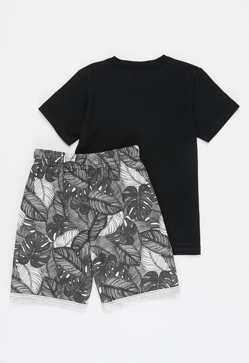 Bee Loop - Boys T-shirt & sweat bermuda set - black