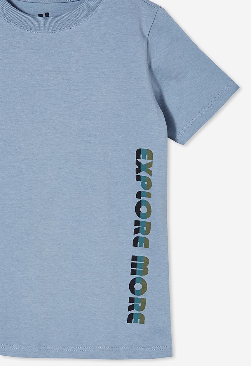 Cotton On - Max skater short sleeve tee - dusty blue/explore more