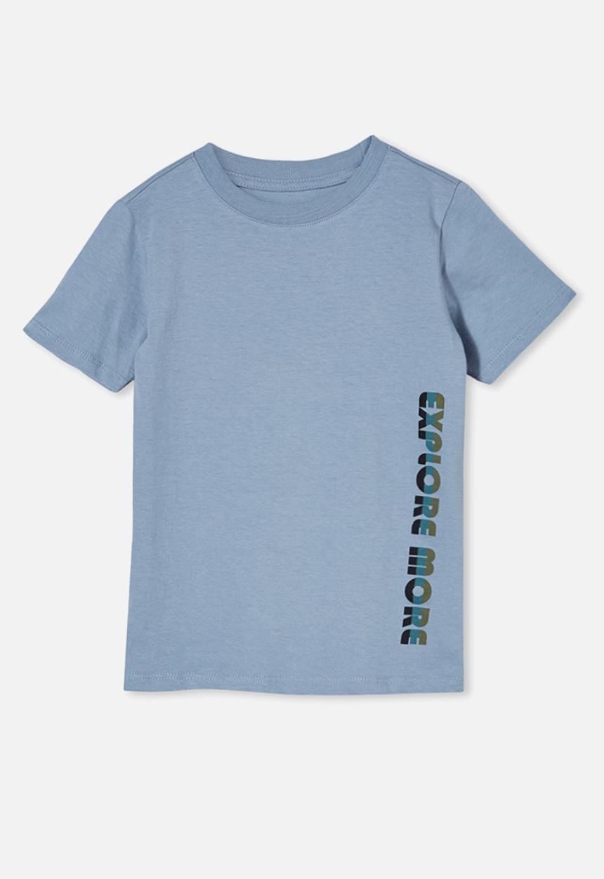 Cotton On - Max skater short sleeve tee - dusty blue/explore more