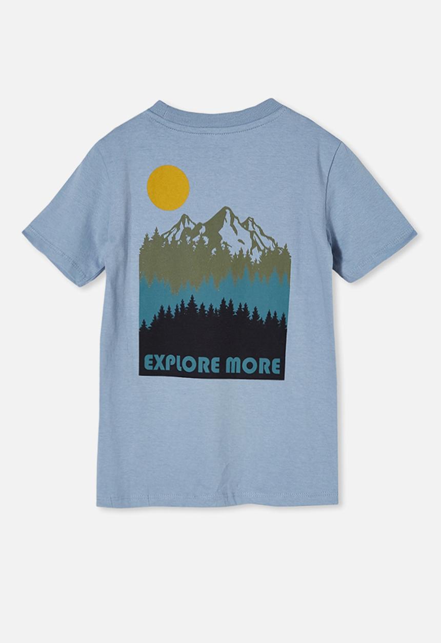 Cotton On - Max skater short sleeve tee - dusty blue/explore more