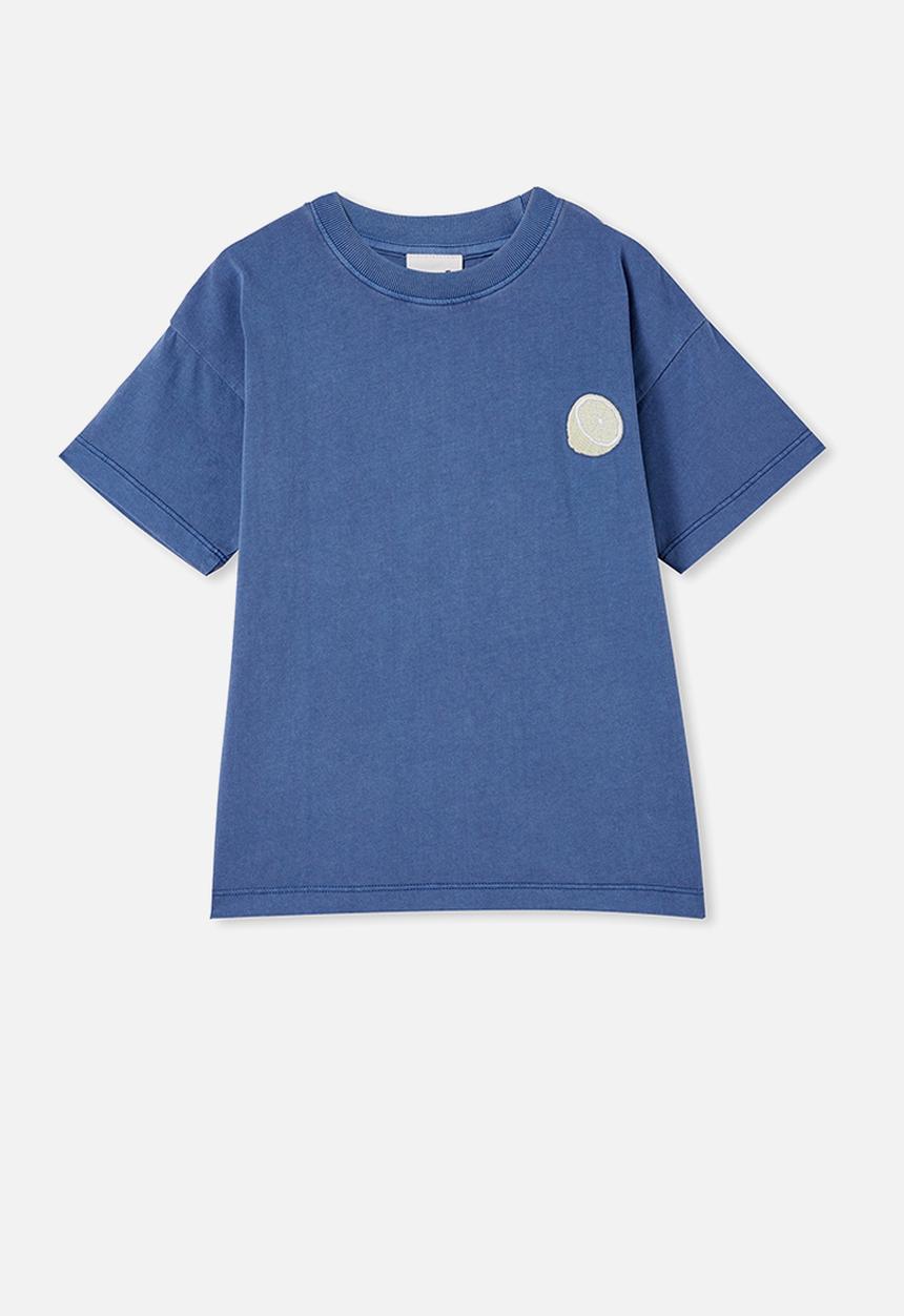 Cotton On - Scout drop shoulder short sleeve tee - petty blue lemon