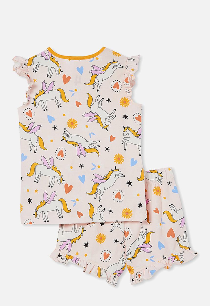 Cotton On - Stacey short sleeve flutter pyjama set - unicorn magic/crystal pink