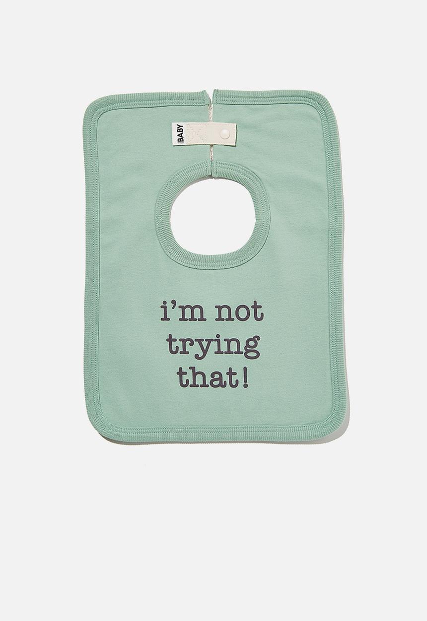 Cotton On - The square bib - smashed avo/not trying that